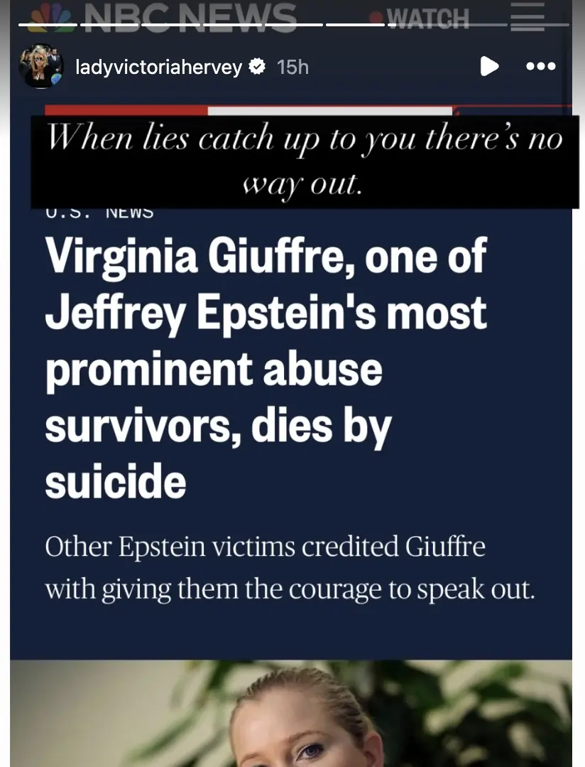 Hervey's post sparked outrage. Credit: Instagram/ladyvictoriahervey