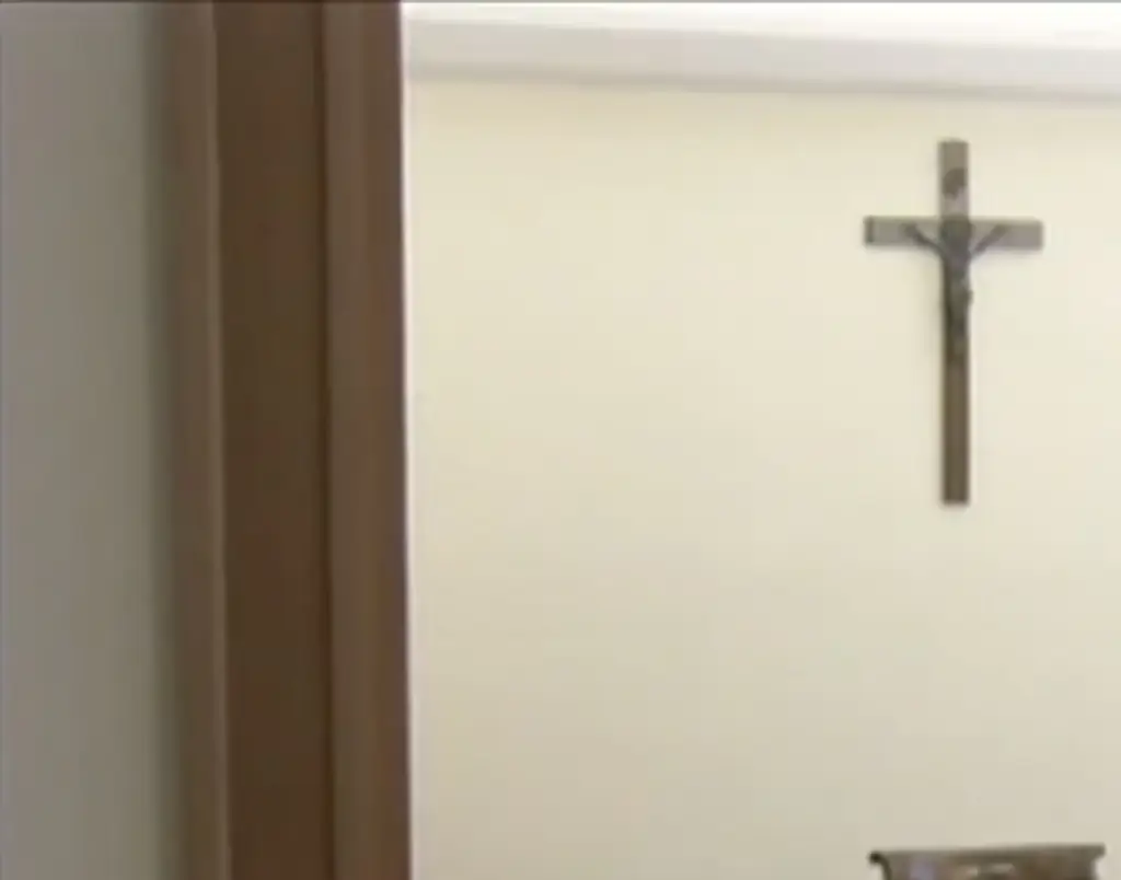 The quarters were sparsely furnished. Credit: CNN/Vatican TV