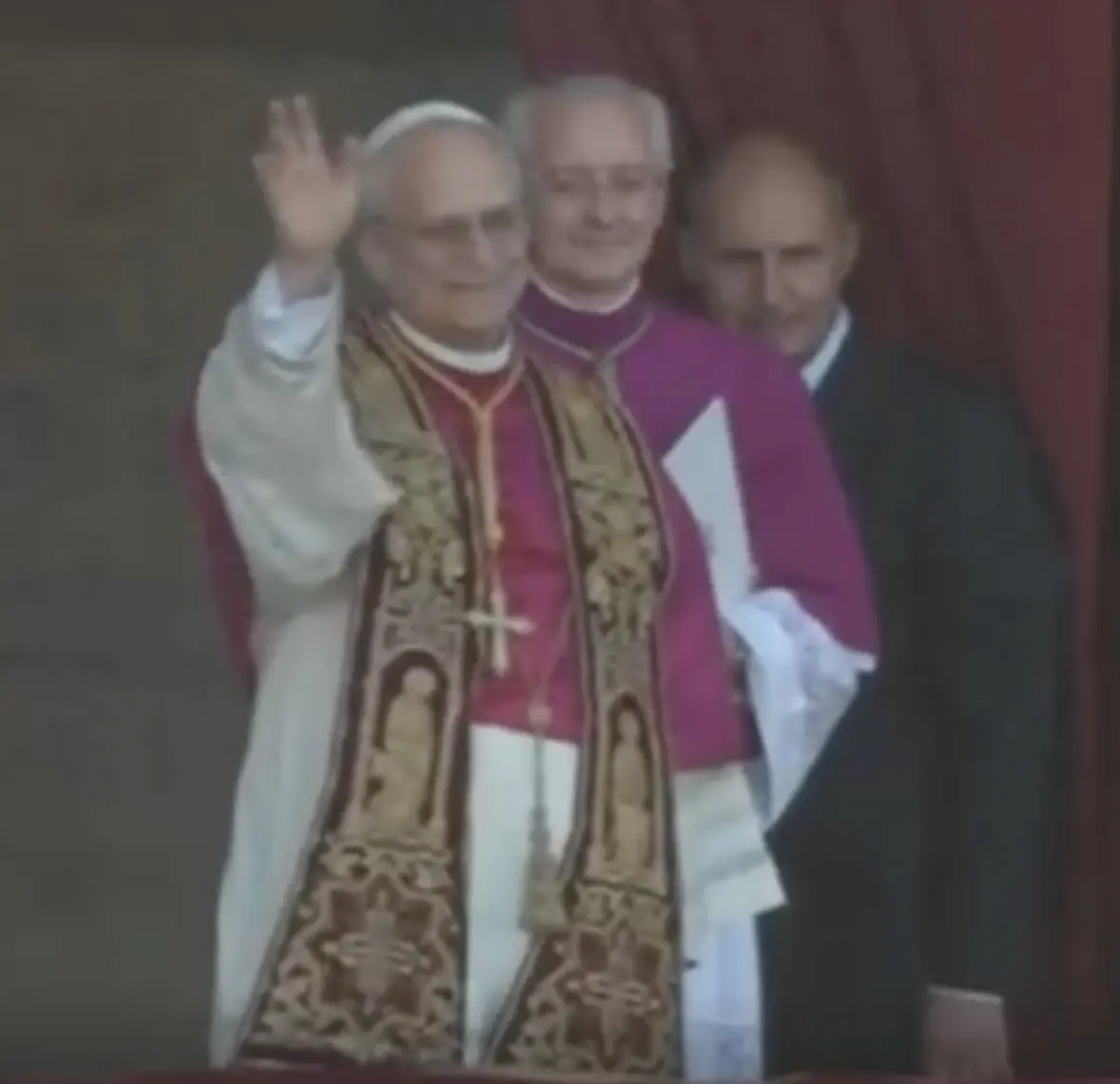 Pope Leon XIV greets those who have gathered in St. Peter's Square. Credit: Sky News (Screenshot)