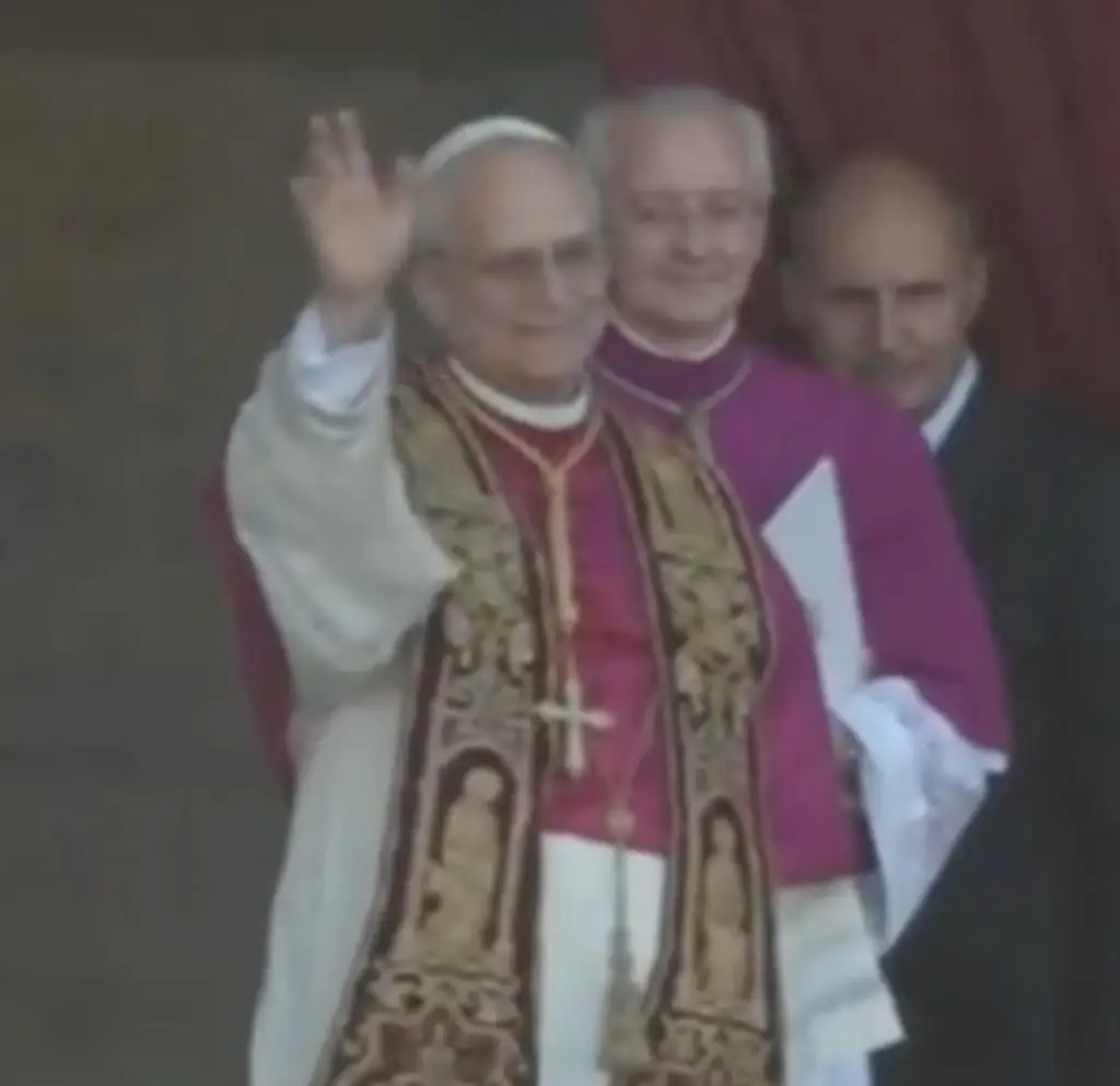 Pope Leo XIV greets those who have gathered in St. Peter's Square. Credit: Sky News (Screenshot)