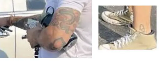 Police have highlighted Travis Decker's arm and ankle tattoos. Credit: Chelan County Sheriff's Office
