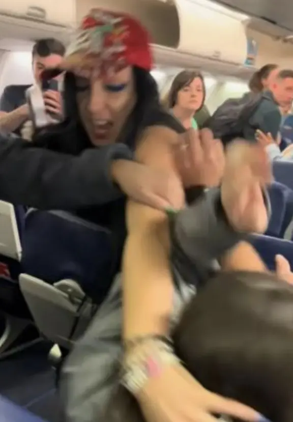 Perry launched a violent attack on another passenger. Credit: TikTok