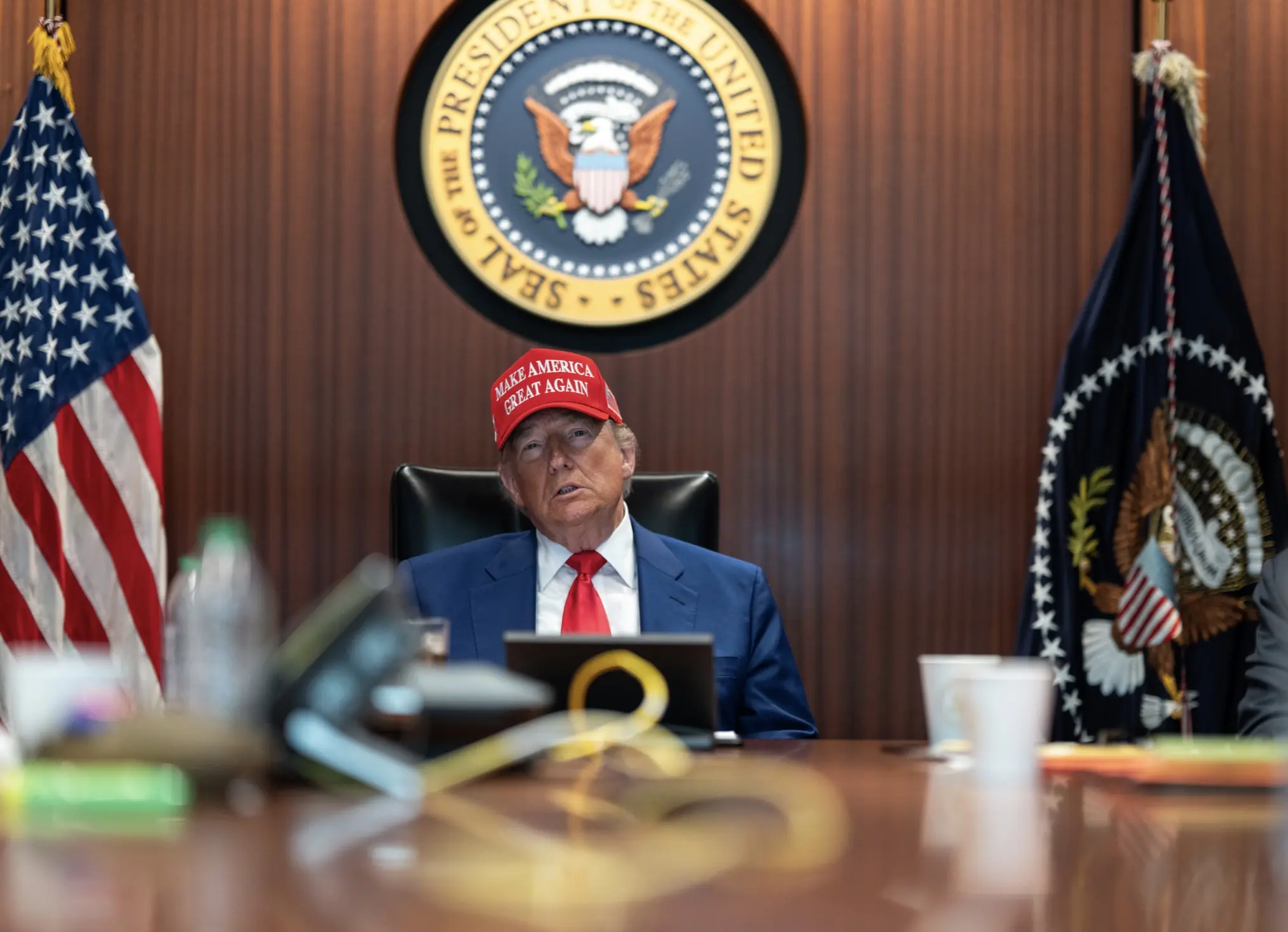 The White House have released a number of photos from inside The Situation Room. Credit: The White House/X