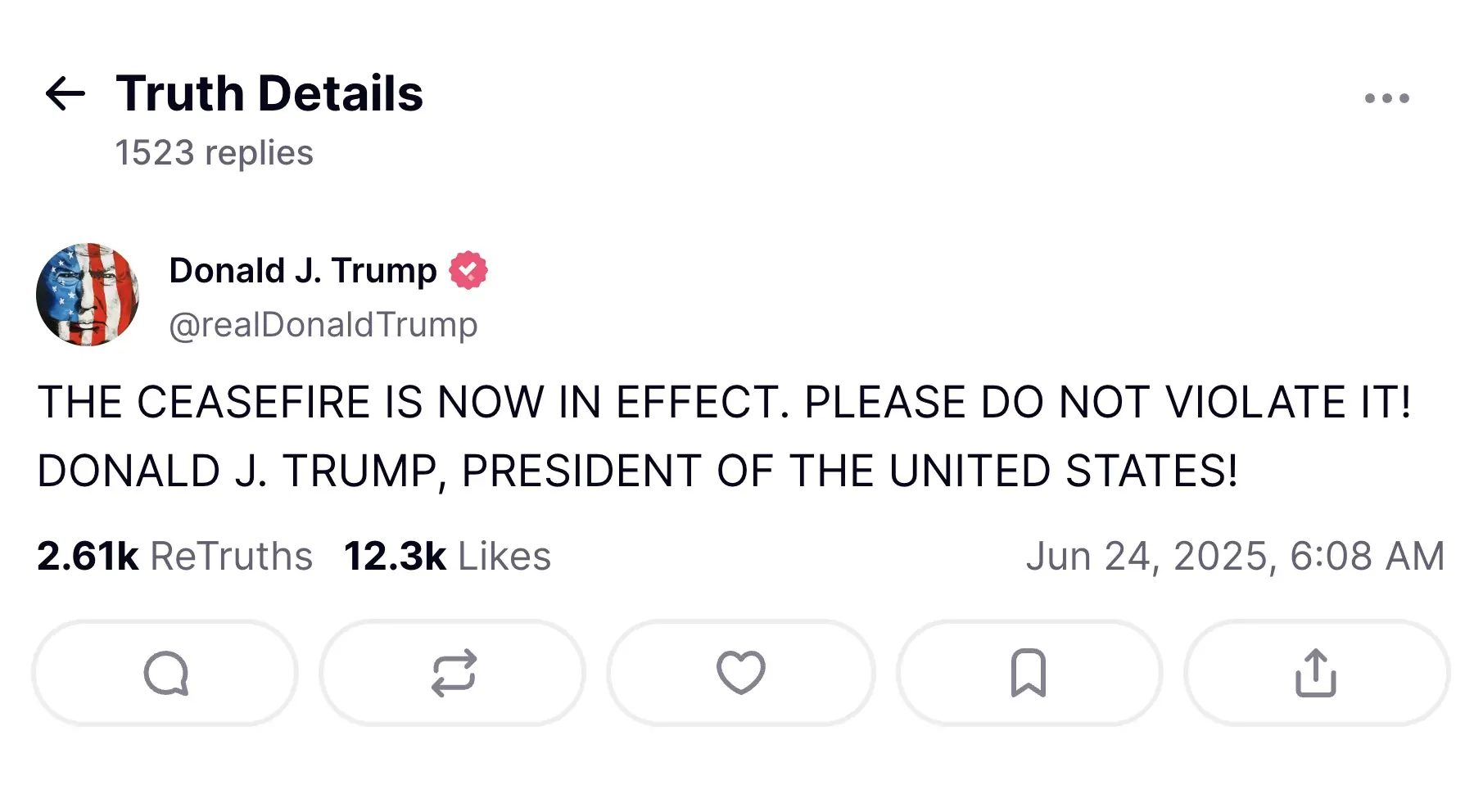 Credit: Truth Social/@realDonaldTrump