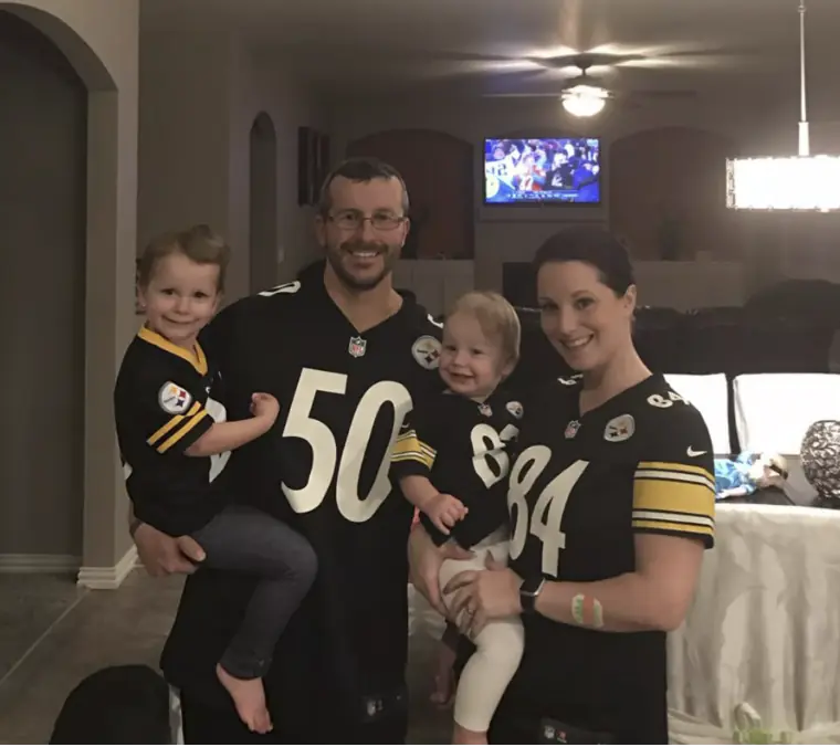 Chris and Shanann Watts, right, with their two daughters. Credit: Facebook.