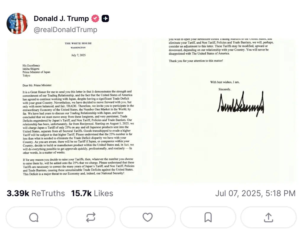 Credit: Truth Social (screenshot)