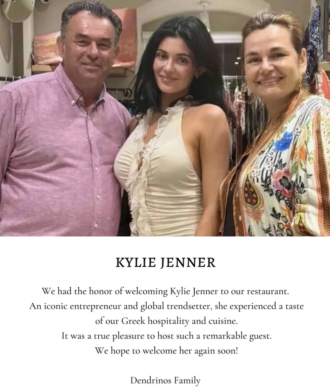 Kylie Jenner's post about restaurant on Greek island sparks huge backlash