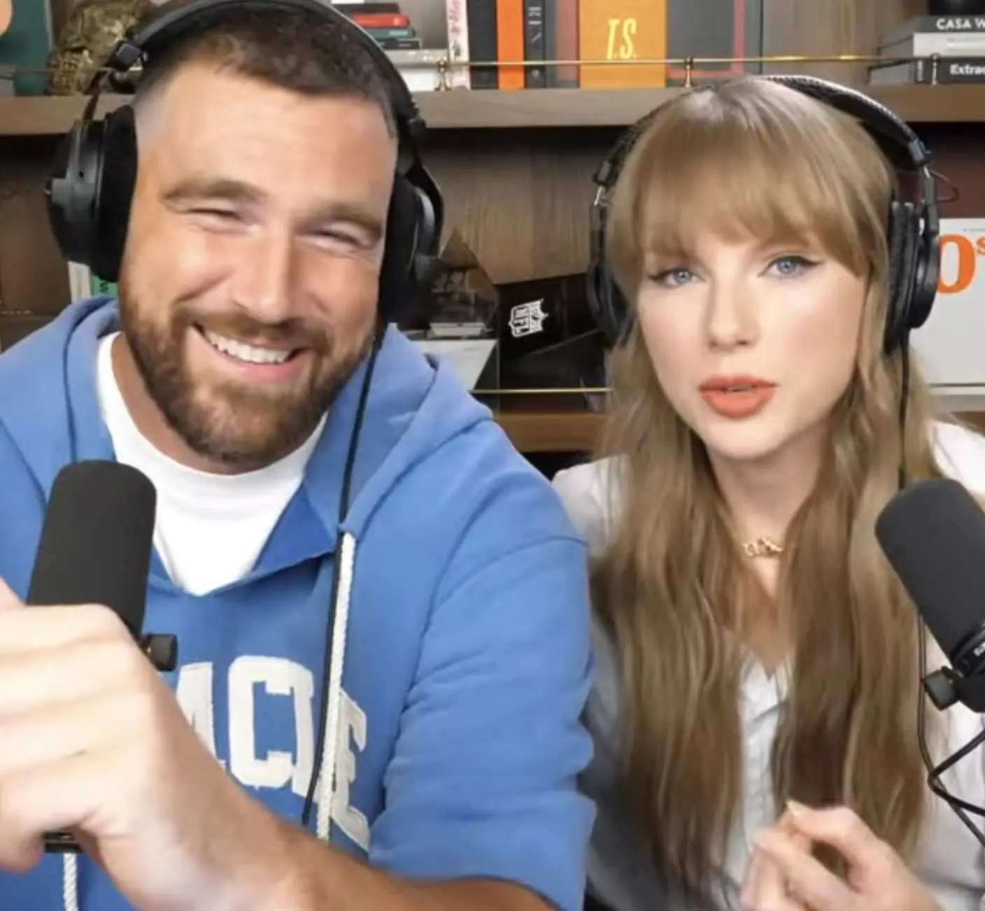Is Taylor's new song about Travis Kelce's penis?. Credit: New Heights Podcast / X