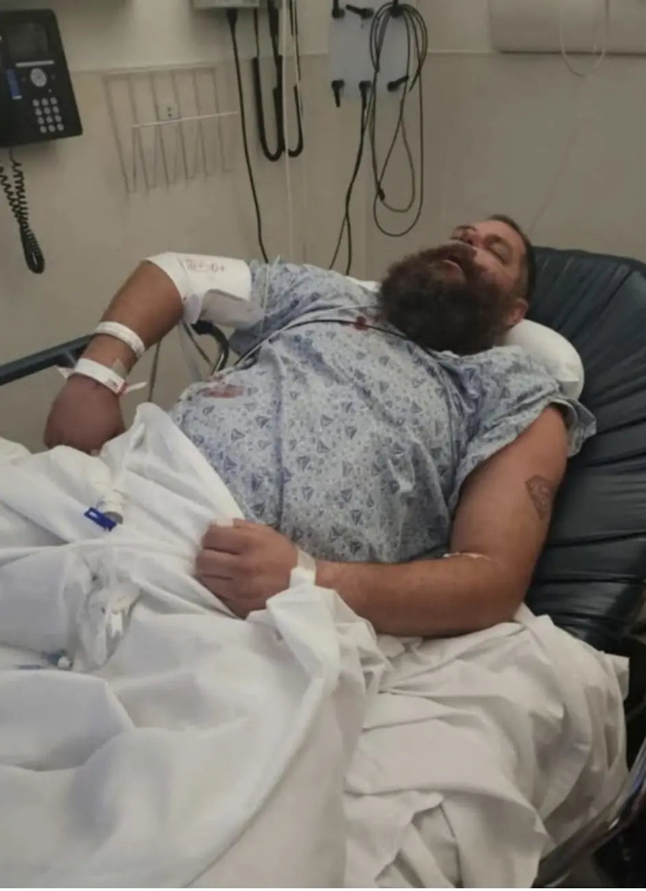 Smith pictured in hospital following the brutal attack. Credit: X.