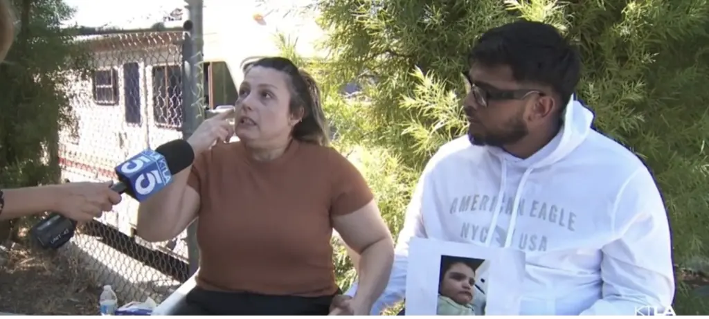 Rebecca and Jake Haro speaking to KTLA News about their son's abduction. Credit: KTLA / YouTube.