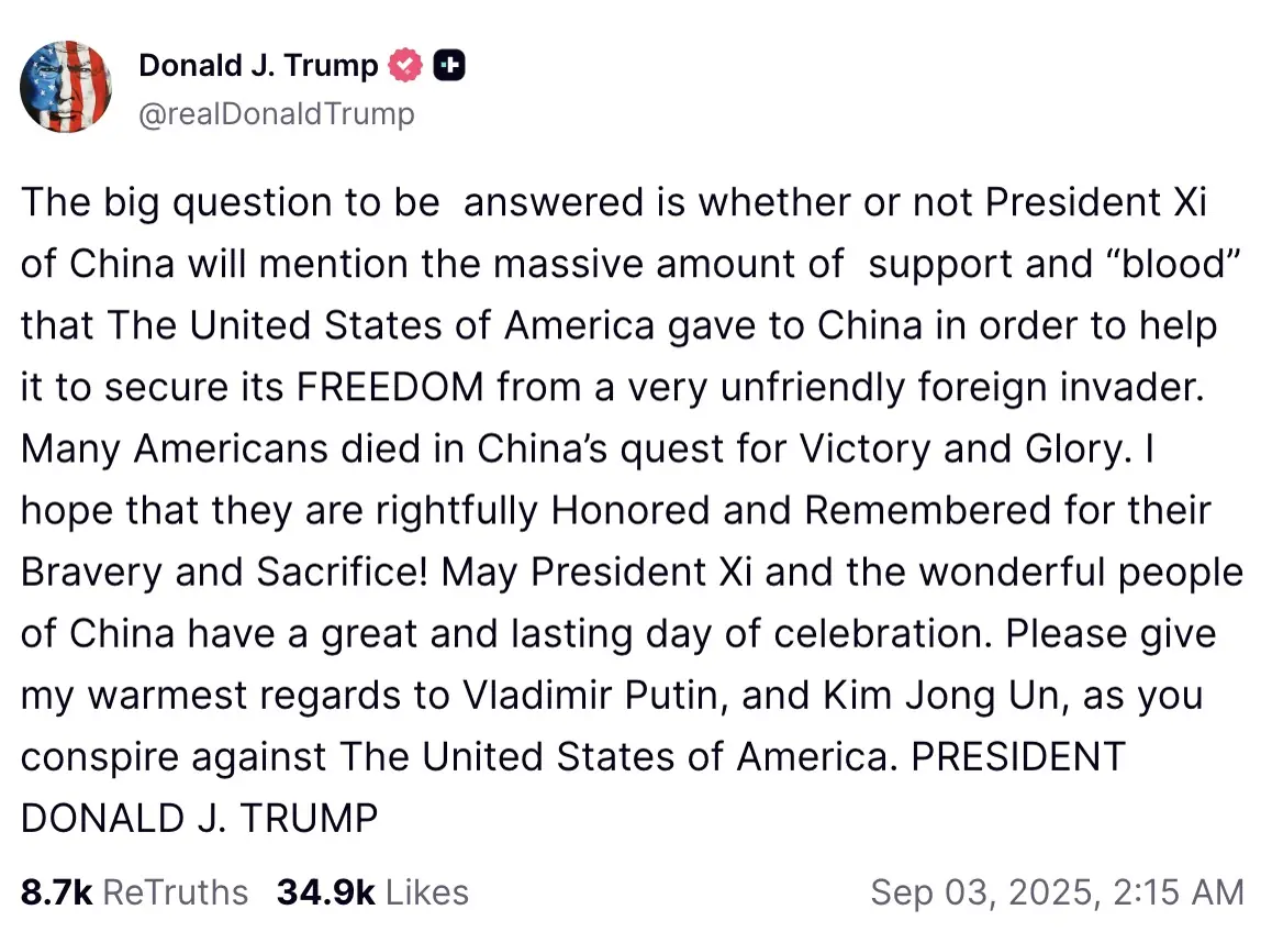 Trump posted a very loaded message. Credit: Donald Trump / Truth Social
