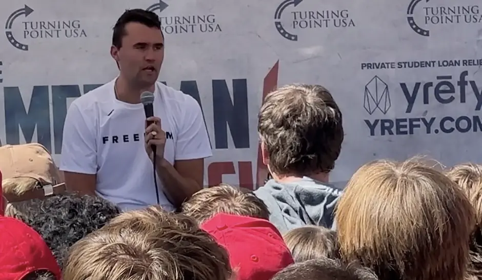 Charlie Kirk just minutes before he was fatally shot. Credit: X