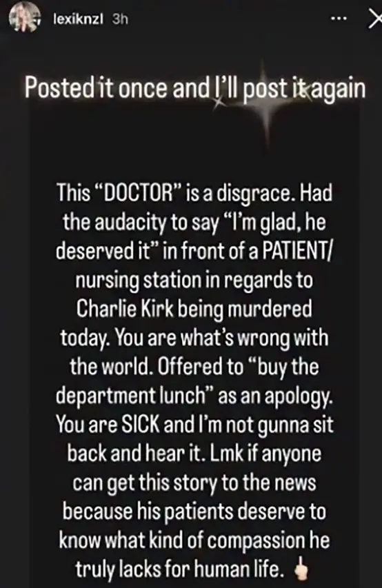 Kuenzle hit out on social media. Credit: Lexi Kuenzle / Instagram