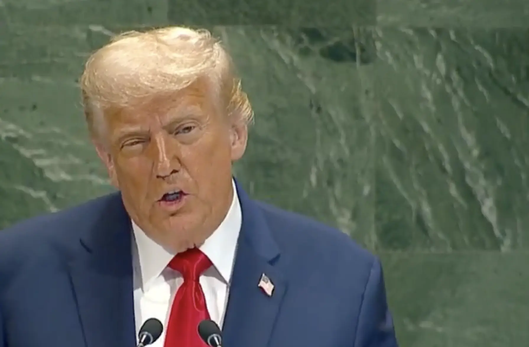 Donald Trump joked about the teleprompter during his speech to the UN General Assembly. Credit: Fox News