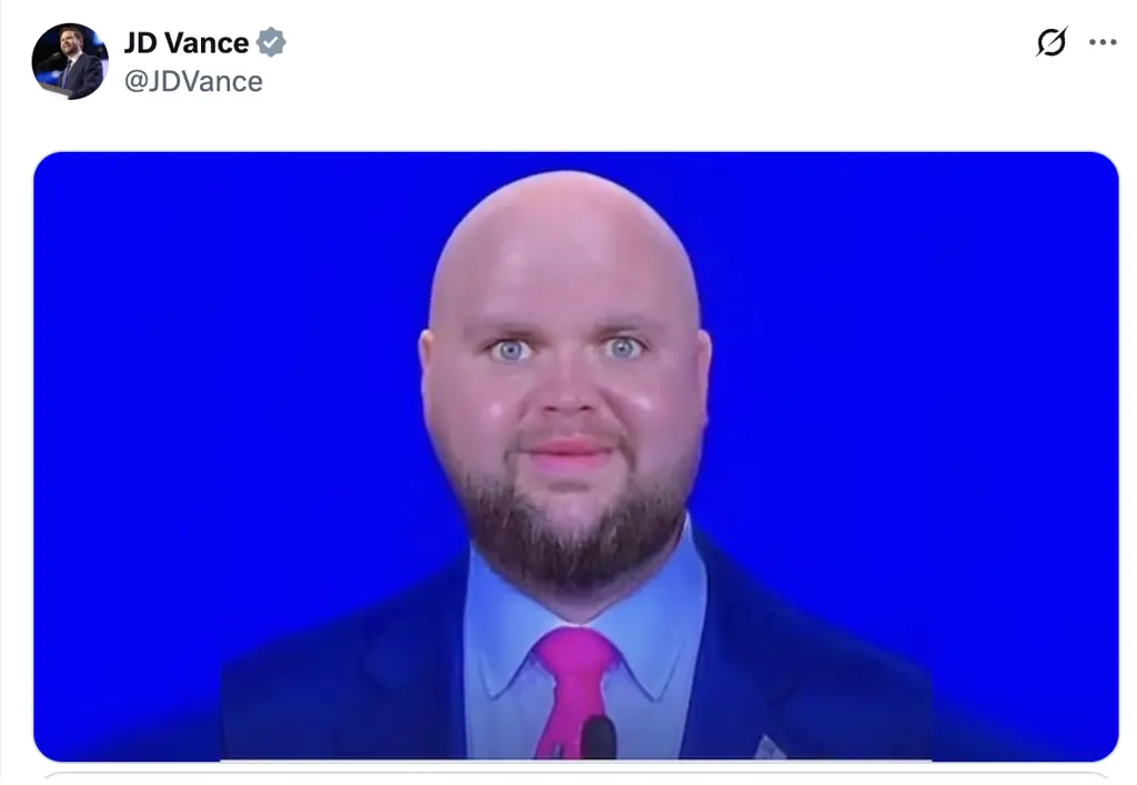 JD Vance pulled a U-turn sharing the popular meme of himself. Credit: X