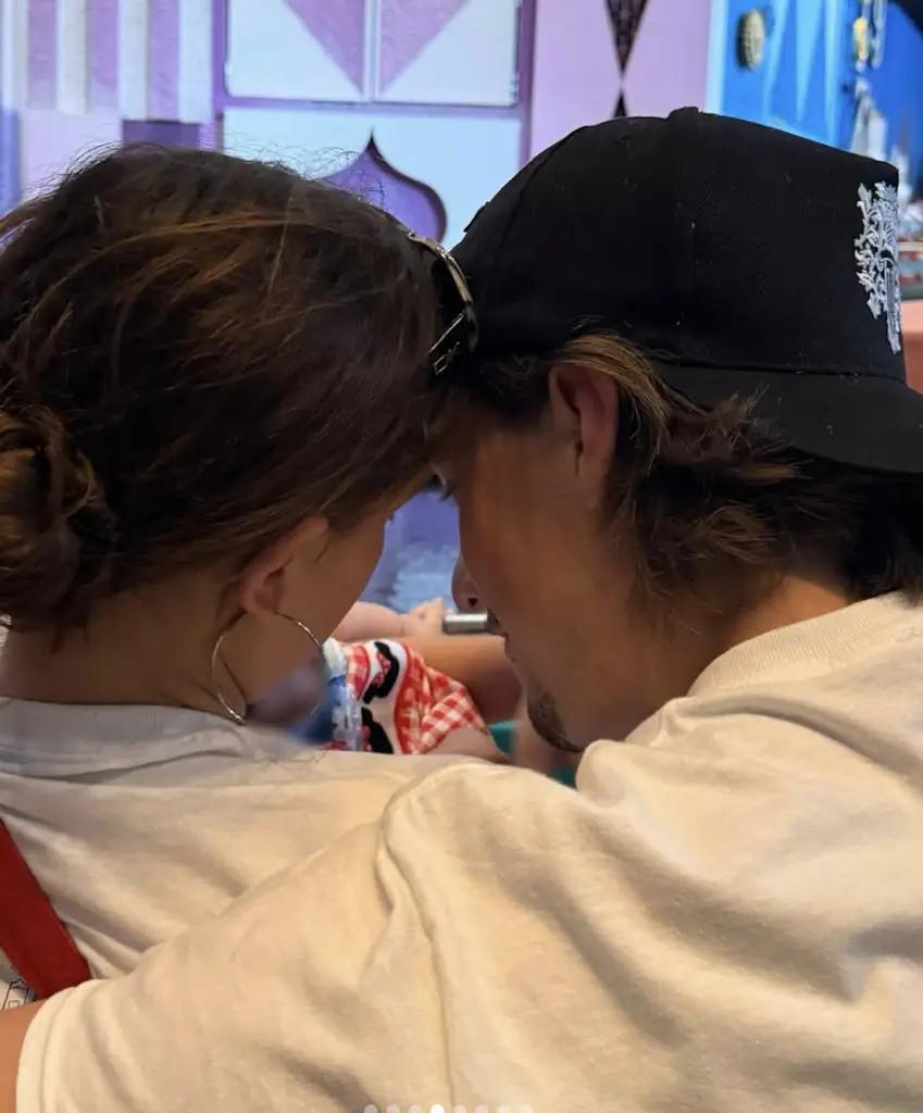 Millie Bobby Brown and Jake Bongiovi with their baby.
Credit: Millie Bobby Brown/Instagram
