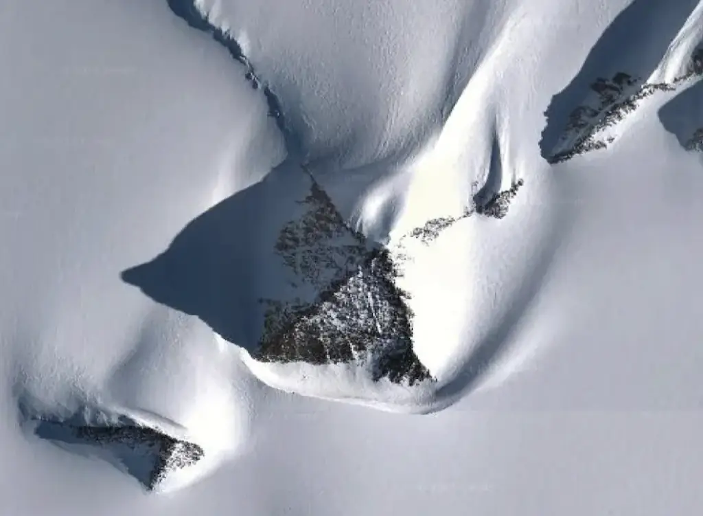 A pyramid-like structure as seen in the Antarctic on Google Earth. Credit: Google
