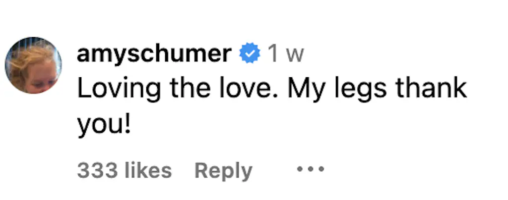 Schumer responded to the love in the comment section. Credit: Amy Schumer / Instagram