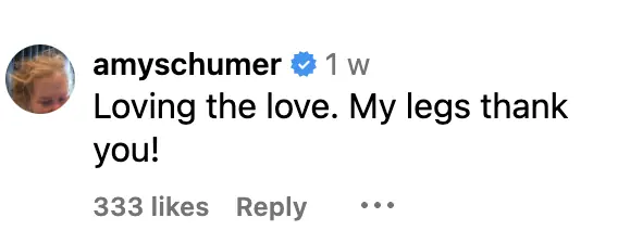 Schumer responded to the love in the comment section. Credit: Amy Schumer / Instagram