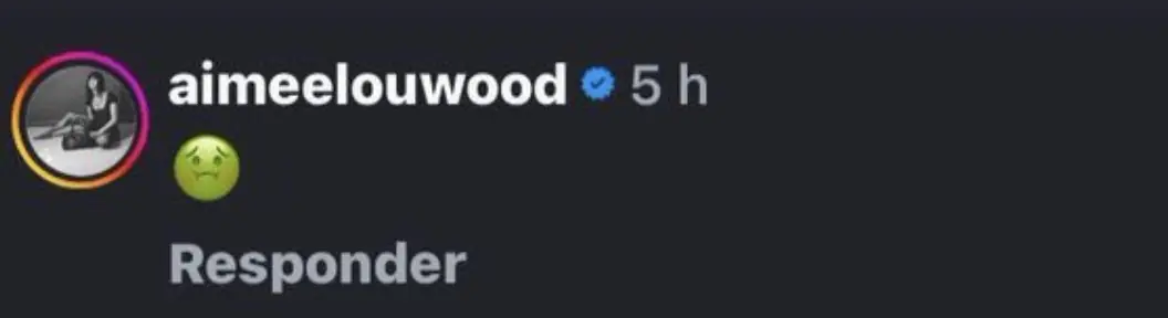 Aimee Lou Wood's reply to Sydney Sweeney. Credit: Instagram