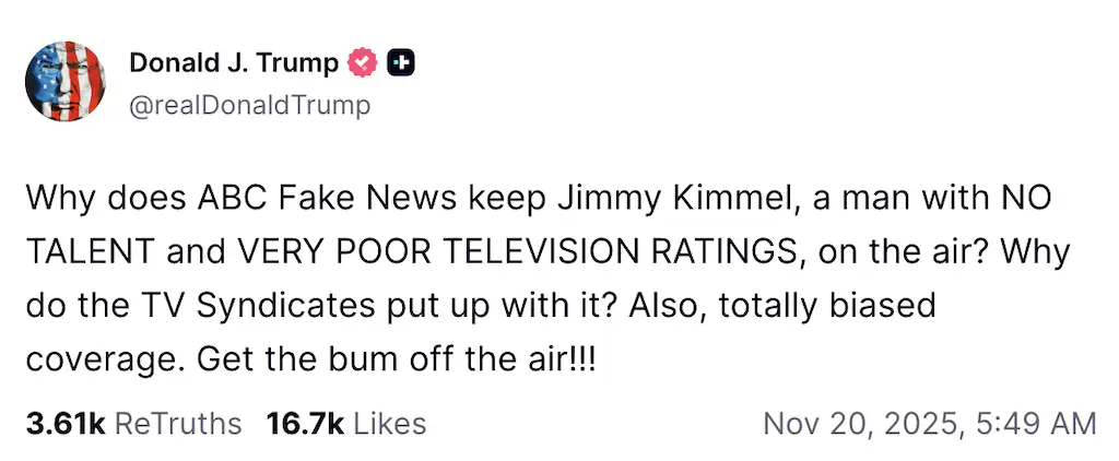 Credit: Donald Trump / Truth Social. 