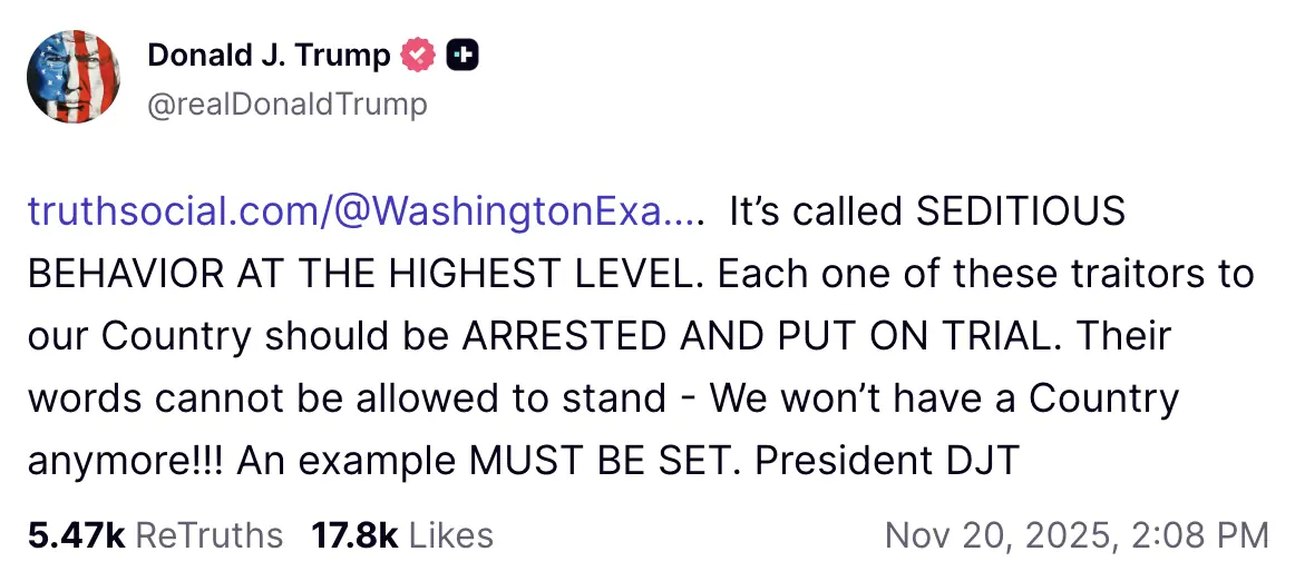 Credit: Donald Trump / Truth Social.