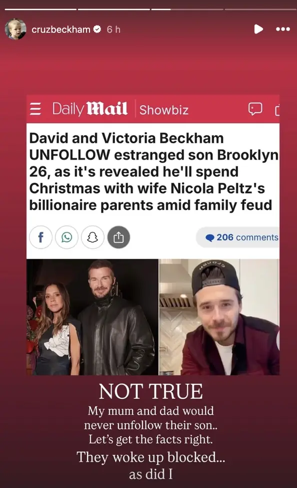 Credit: Instagram / Cruz Beckham