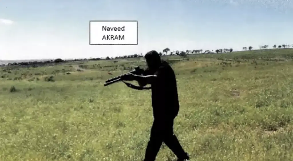 Suspected shooter Naveed Akram during 'firearm training' in the countryside. Credit: New South Wales Police/New South Wales Local Court.