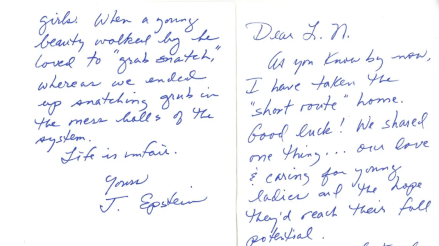 The alleged letter between Jeffrey Epstein and Larry Nassar. Credit: DOJ