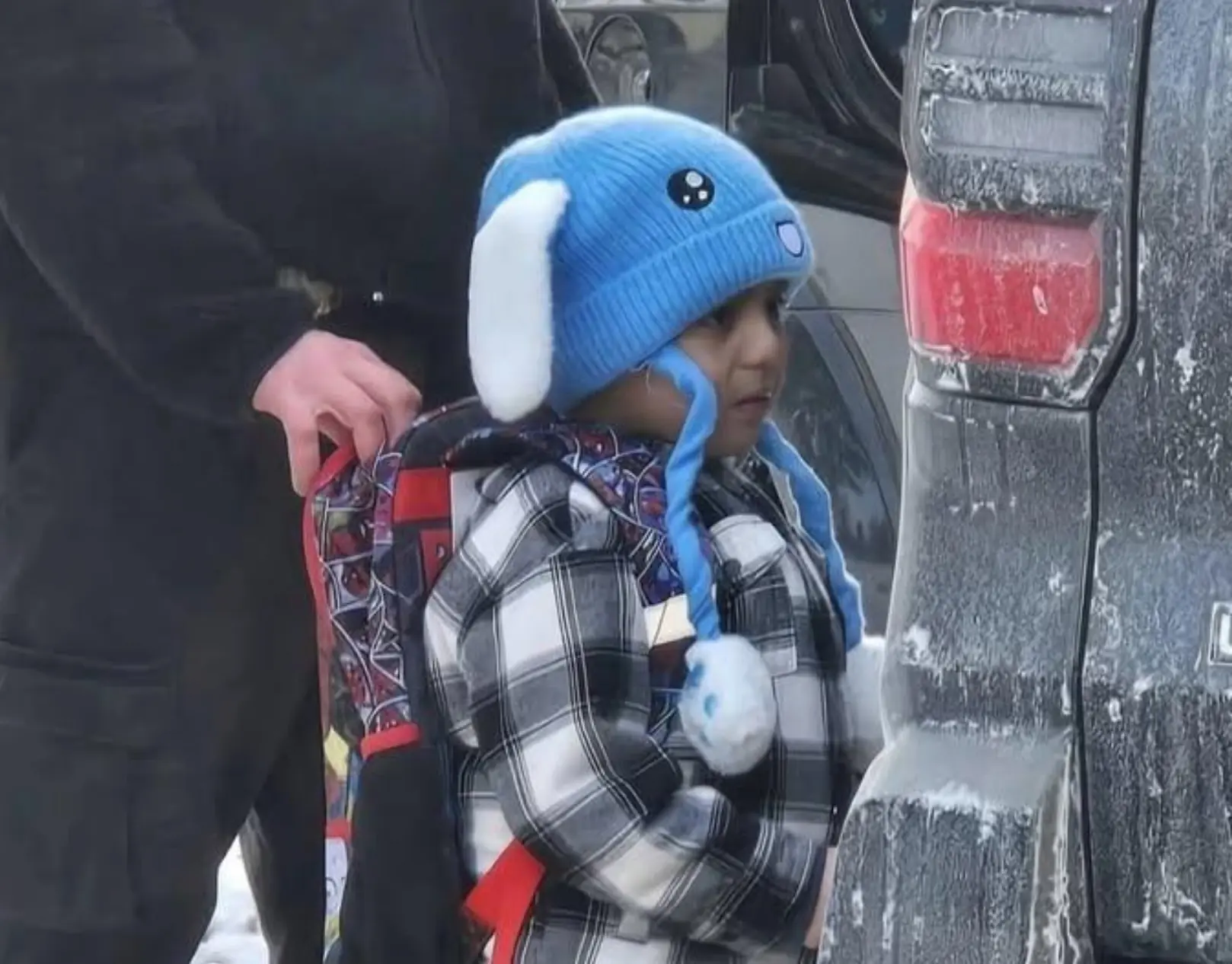 The heartbreaking image of the five-year-old bein detained by ICE went viral. Credit: Columbia Heights Public Schools