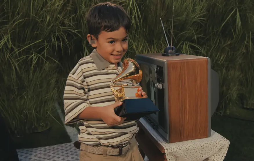 Bad Bunny gave his Grammy to a young boy. Credit: NBC
