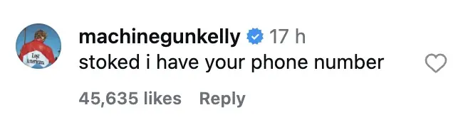 MGK left a flirty comment. Credit: Instagram