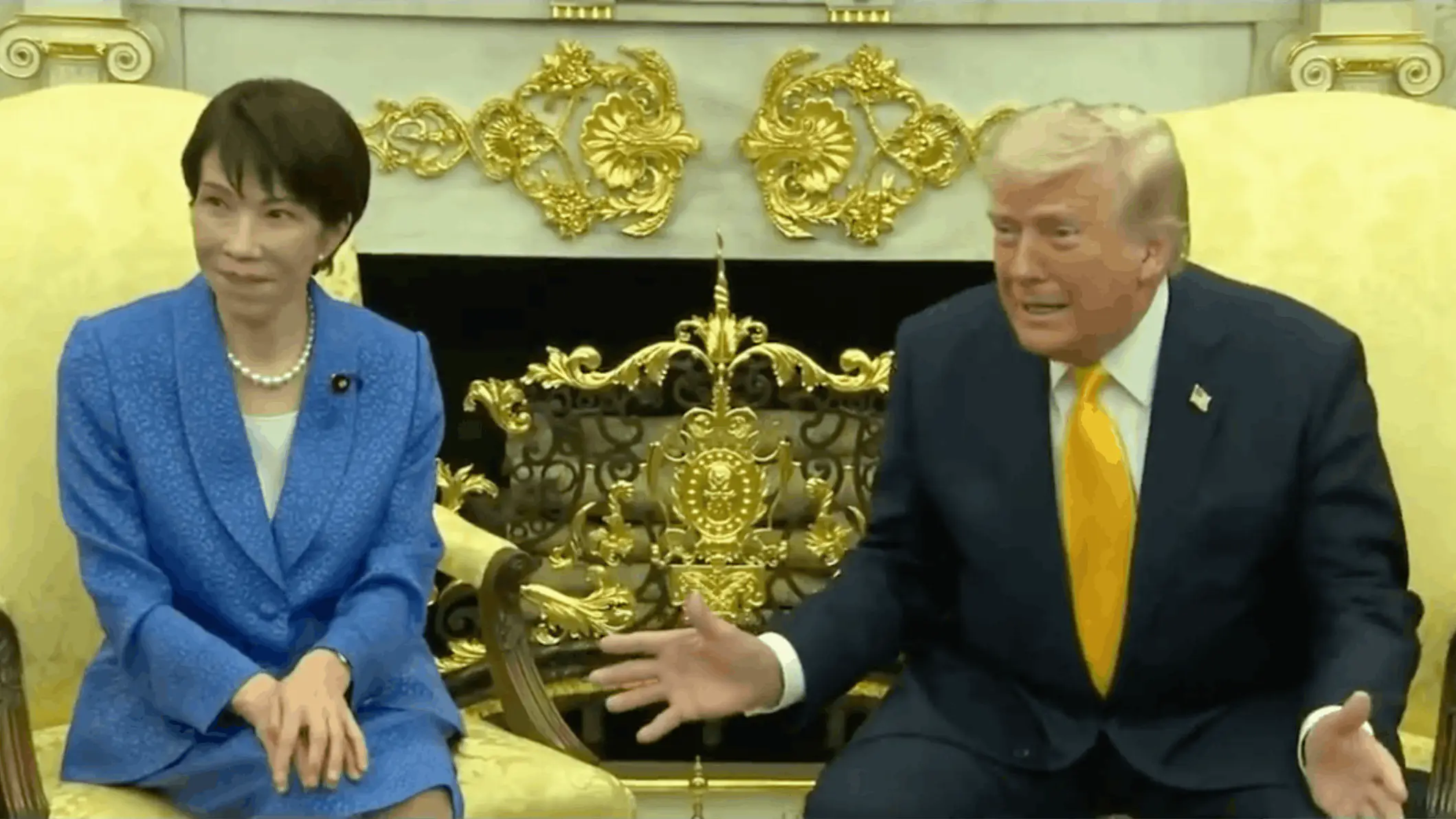 Donald Trump cracked an inappropriate Pearl Harbor joke in front of the Japanese PM. Credit: CSPAN