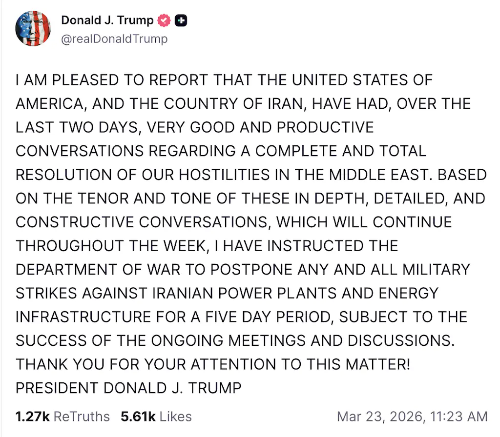 The Truth Social post with the spelling errors was screenshotted. Credit: Truth Social/Donald Trump
