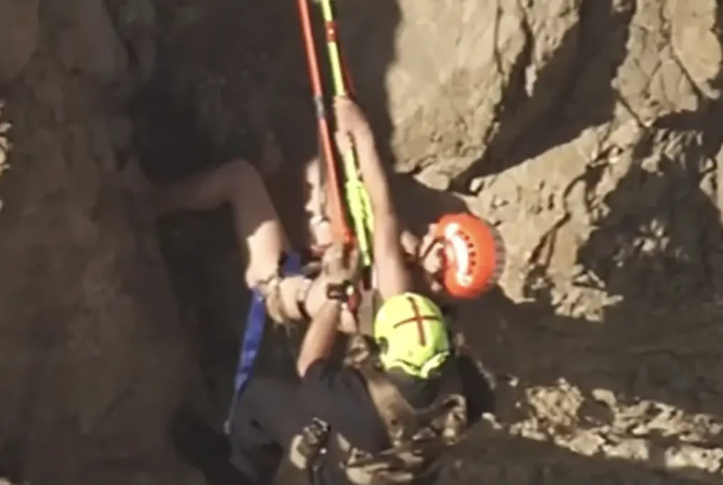 Maxime Rancourt was rescued from a San Francisco sea cliff. Credit: ABC7/YouTube

