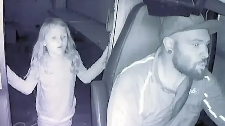 Athena could be seen looking scared behind the driver's seat. Credit: FOX 4 Dallas-Fort Worth