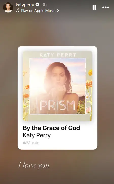 Katy Perry posted this on her Instagram story. Credit: Instagram/@katyperry