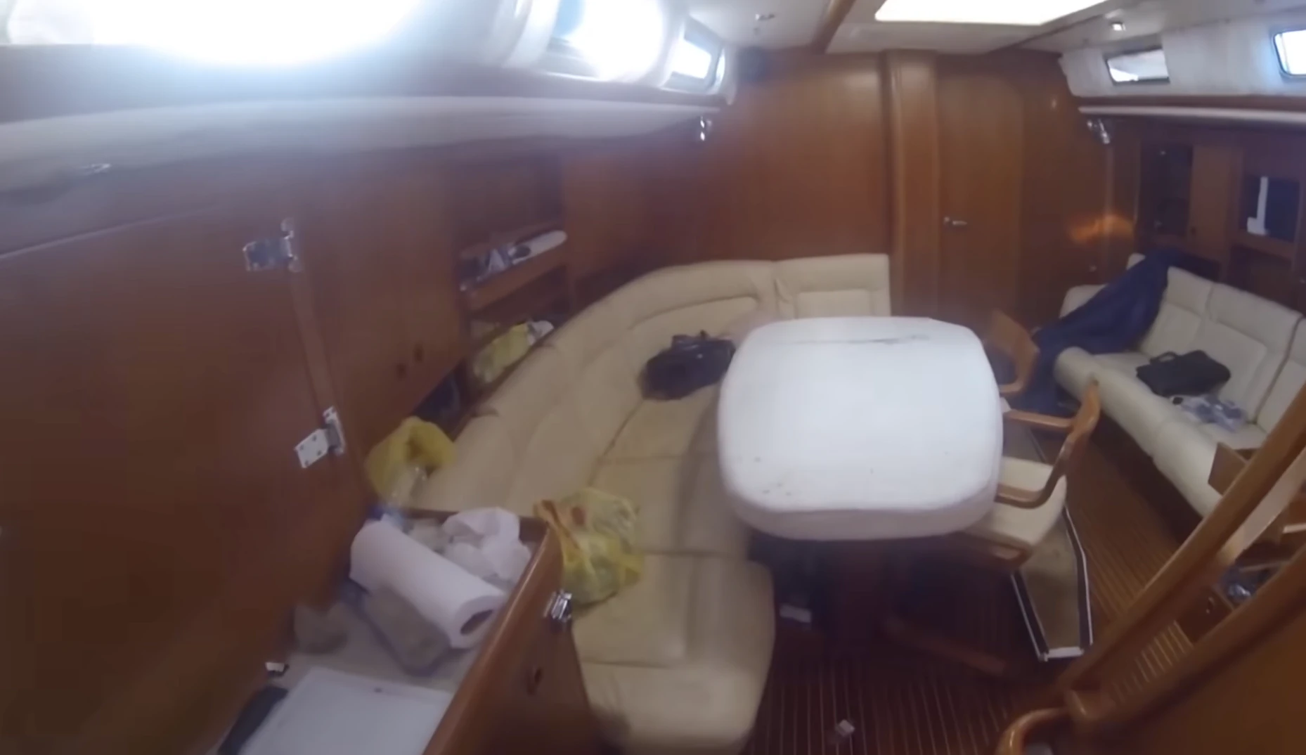 The sailors stepped onboard an abandoned ship in search of any sailors. Credit: YouTube/Ocean Research Project