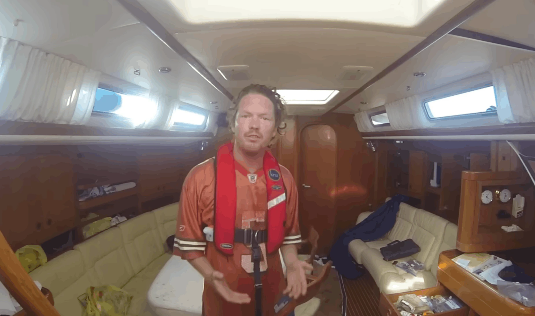 Rutherford tried to bring the boat back to its owner, but couldn't manage it in the end. Credit: YouTube/Ocean Research Project