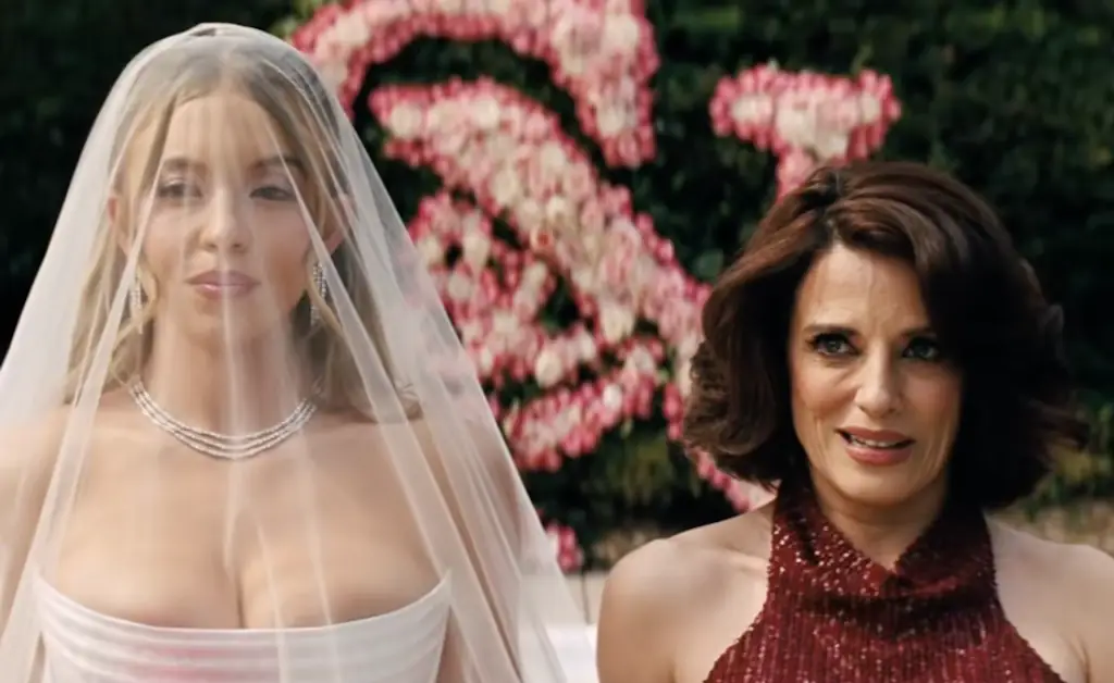 Cassie walking down the aisle in Euphoria Season 3's wedding scene. Credit: HBO