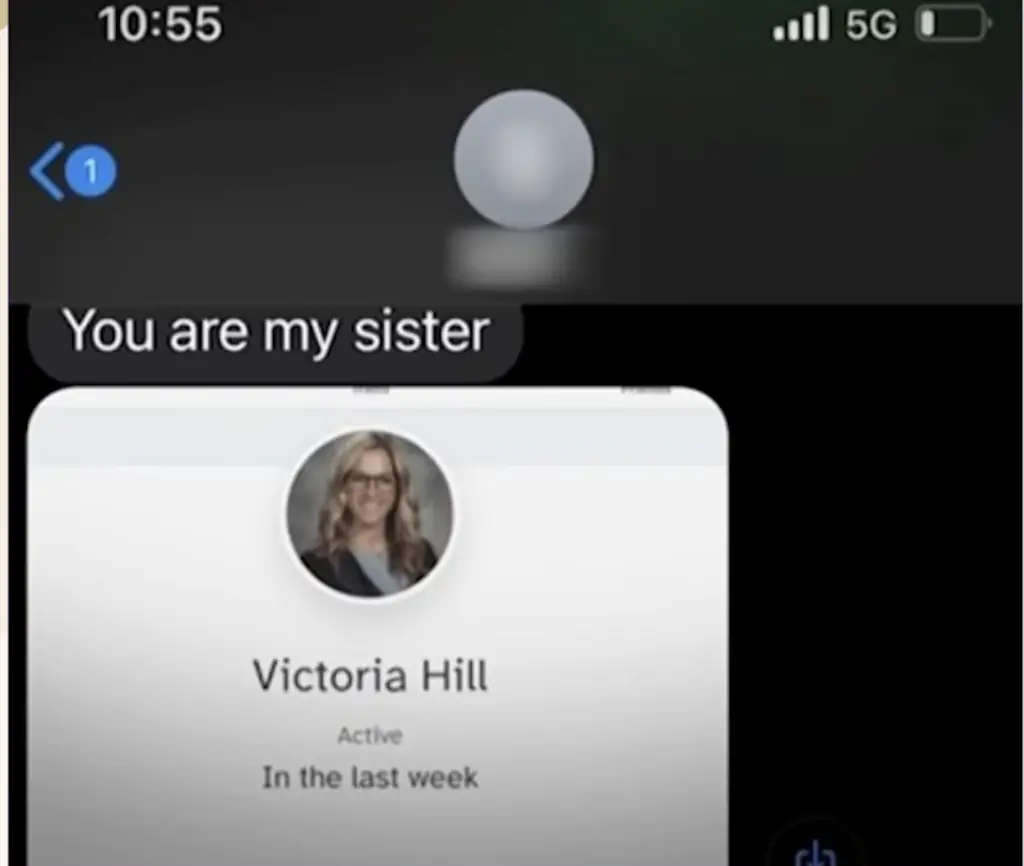 The text message Hill received from Ethan. Credit: ITV