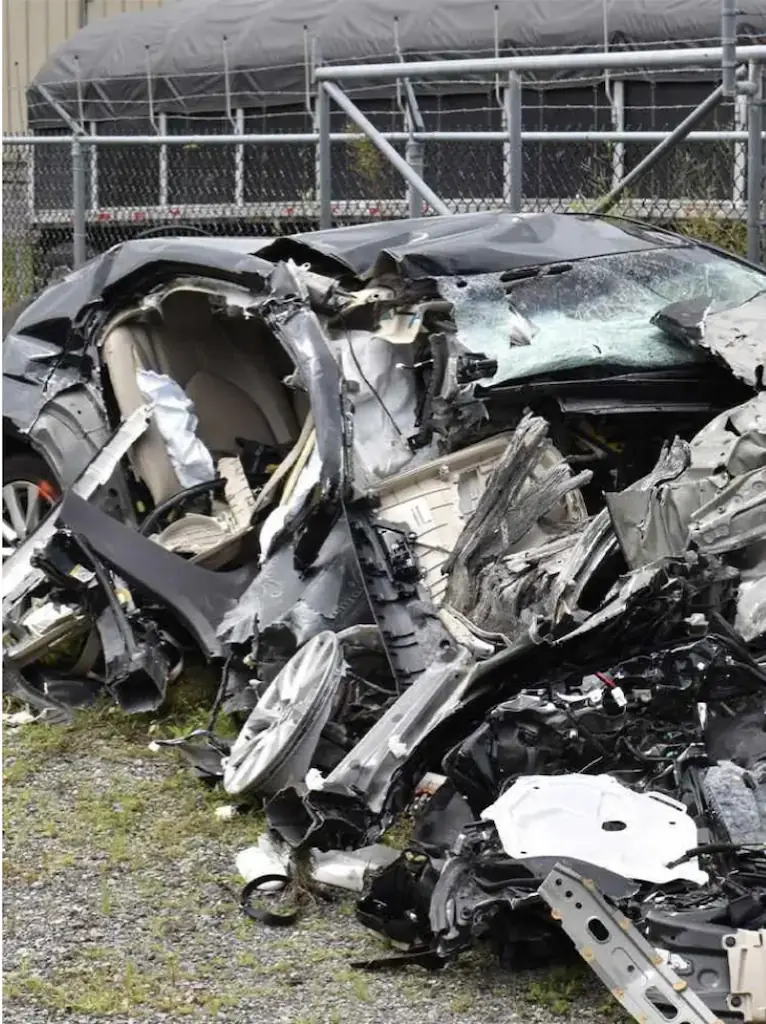 Shirilla's car after the crash that killed two people. Credit: Cuyahoga County Prosecutor's Office