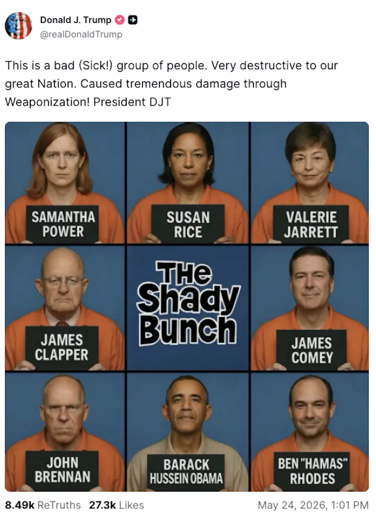 Trump went on a strange Truth Social posting blitz. Credit: Truth Social