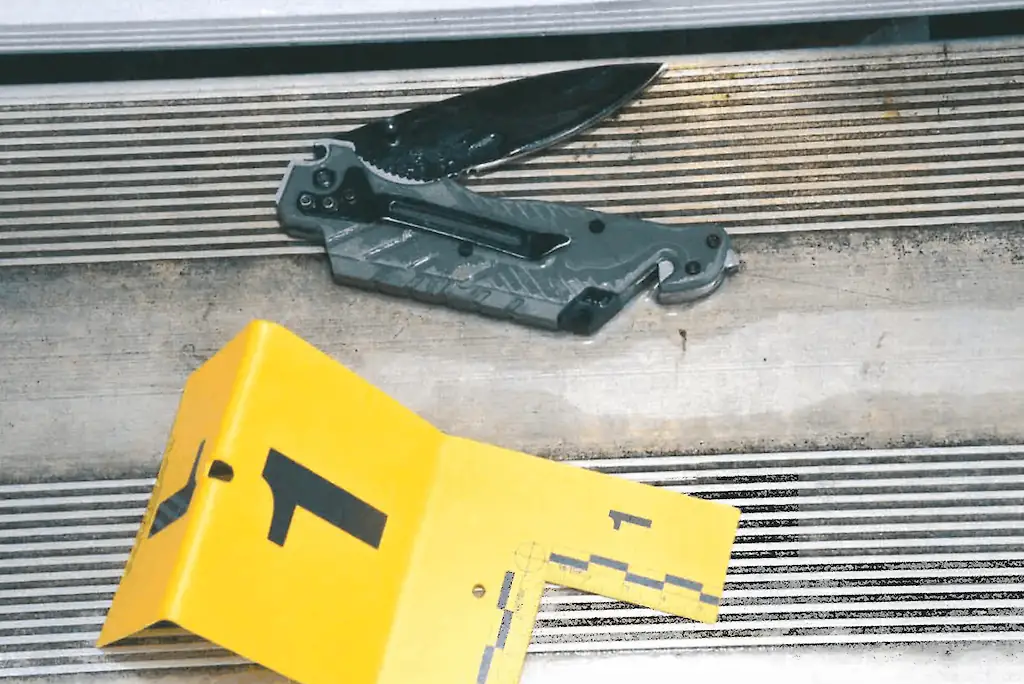 The $13 Walmart knife used by Anthony to stab Metcalf. Credit: Collin County