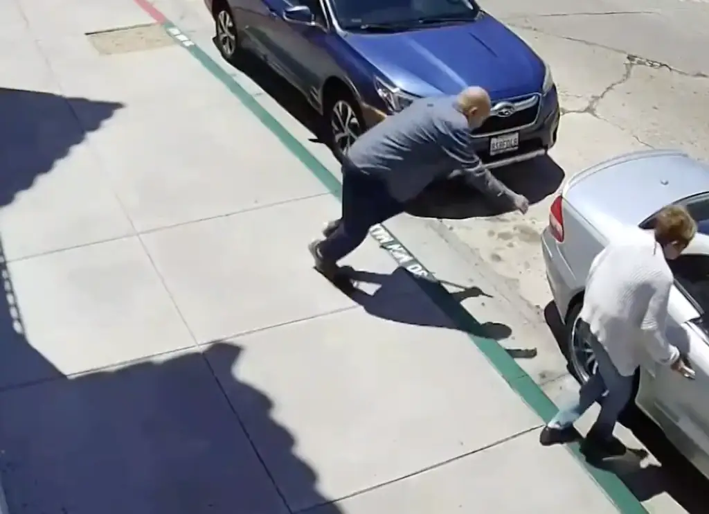 A 70-year-old man is seeking $35 million from the City of San Diego after a devastating fall on a damaged sidewalk that was captured on surveillance video.
Credit: CBS 8 San Diego / Berman & Riedel LLP
