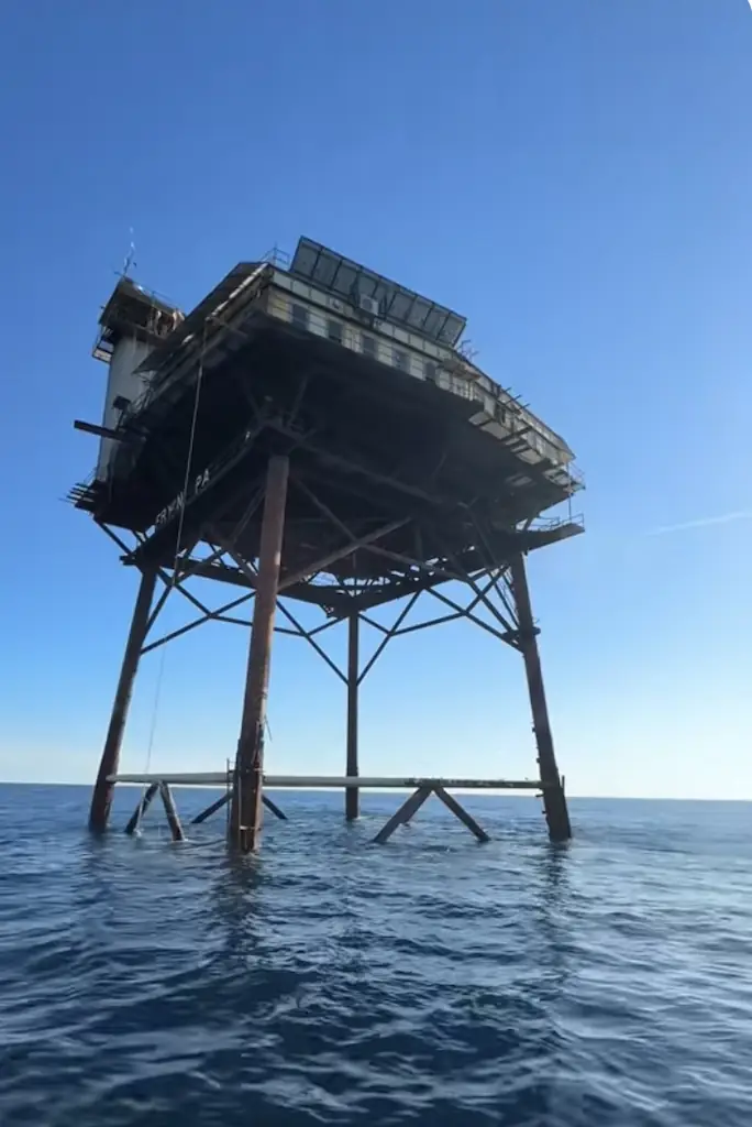 Frying Pan Tower is miles away from land. Credit: TikTok/CaptainAustinsFishing
