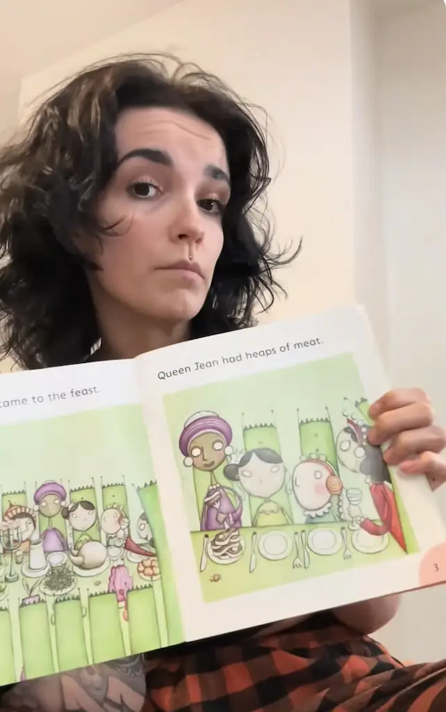 The mom was disturbed by what she read. Credit: TikTok/@shrimpyvampy