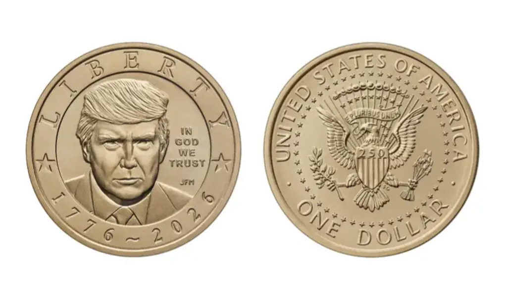 The dollar coins feature a much younger looking Trump. Credit: X/@SecScottBessent