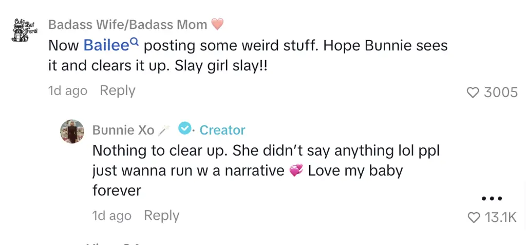 Bunnie Xo responded to a fan's comment under her TikTok. Credit: TikTok