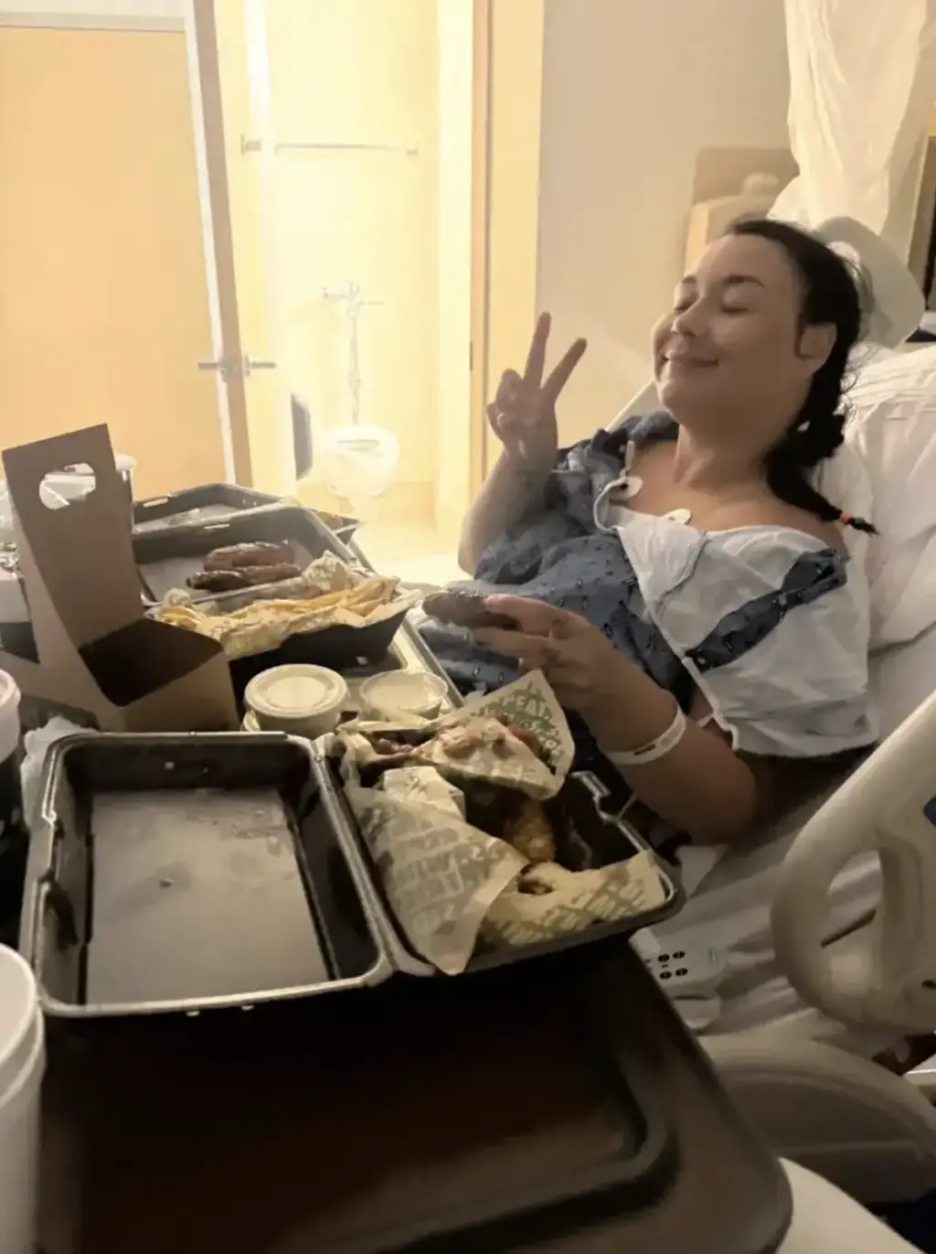 Kirsten received treatment in hospital after her emergency air evacuation. Credit: GoFundMe